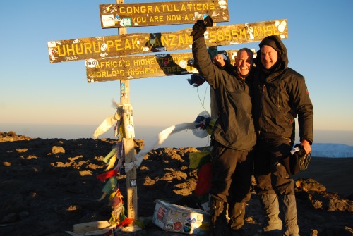 Jaap and Herbert on the summit of Kilimanjaro, 7summits.com expeditions