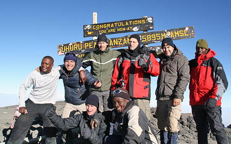 Patrick Hermans and team on summit kilimanjaro, 7summits.com expeditions