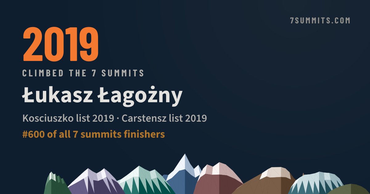 Łukasz Łagożny, verified 7 summits finisher on 7summits.com