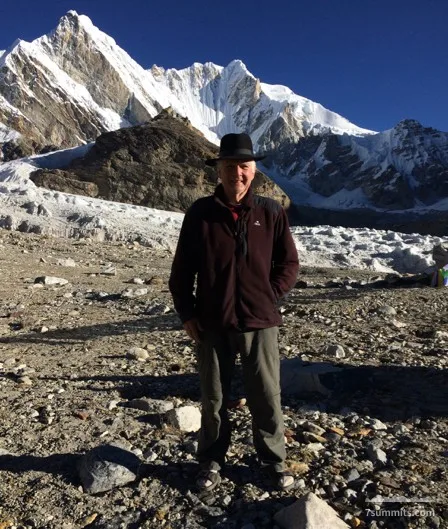 Below Burke Khang (6,942 m), the peak Nepal named after him in 2014