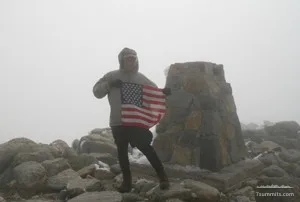 Kosciuszko: At the summit cairn of Kosciuszko, 6 May 2006