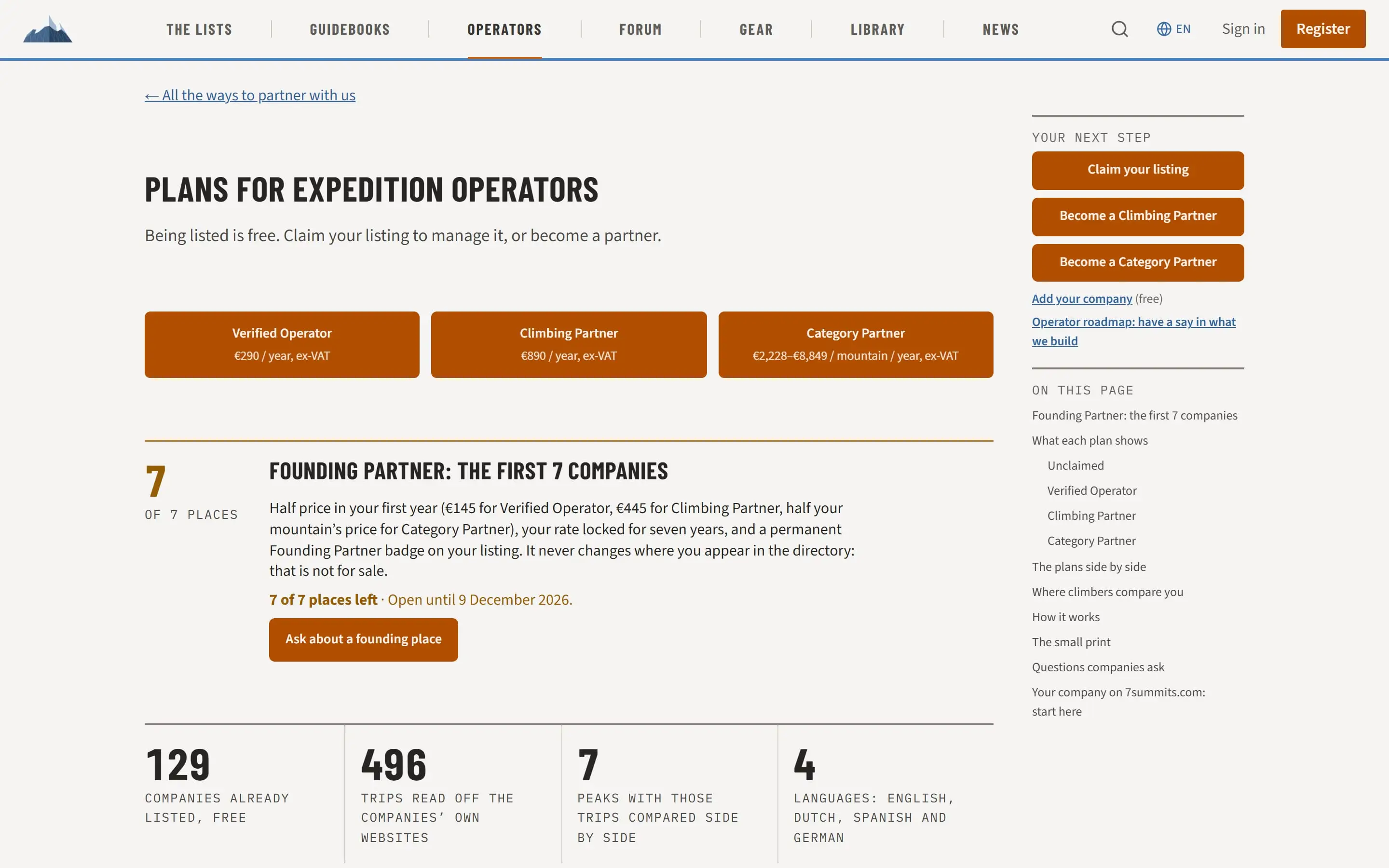The plans for expedition operators