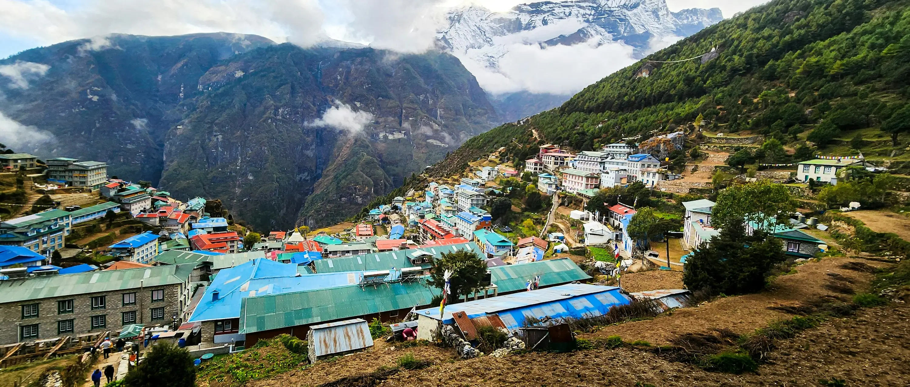 namche — Mountain village nestled in a beautiful, mountainous landscape
