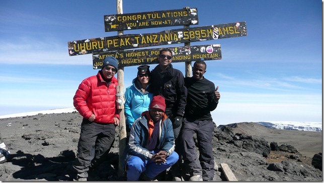 Prasanth,  Sheryl and team on the summit of Kilimanjaro, 7summits.com expeditions