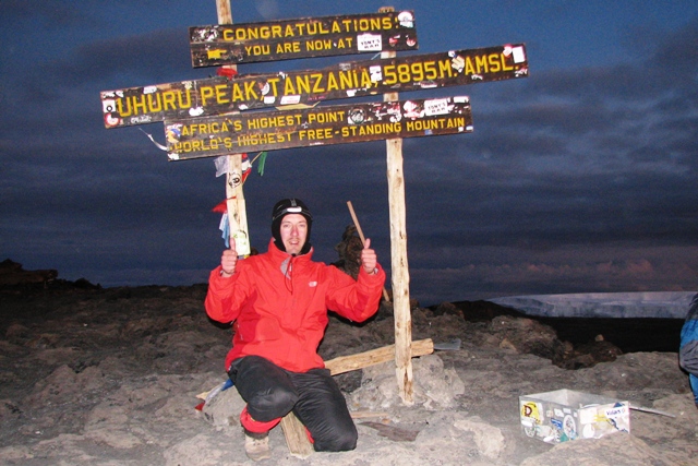 Wim de backer on the summit of Kilimanjaro with 7summits.com expeditions