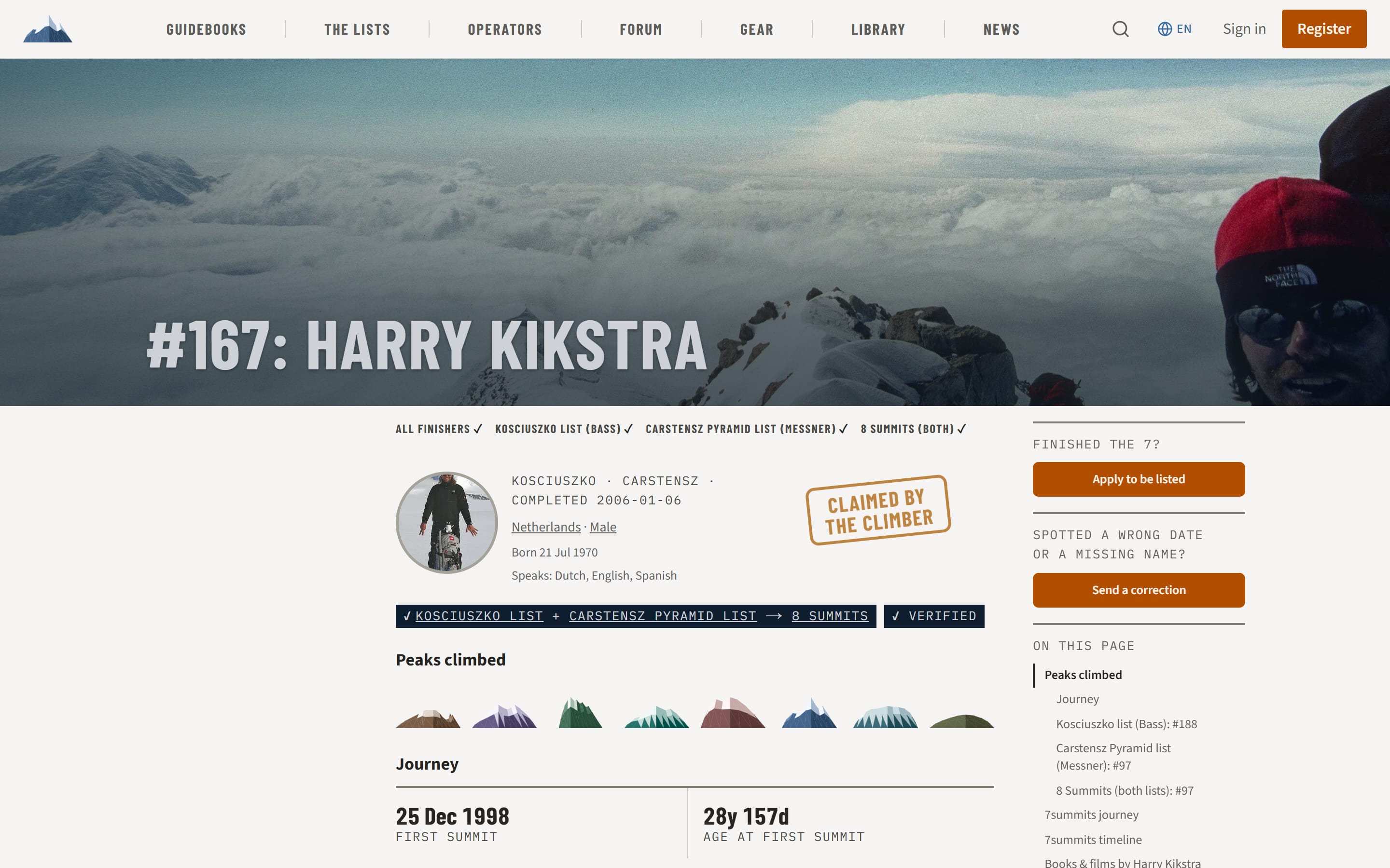 A climber’s page